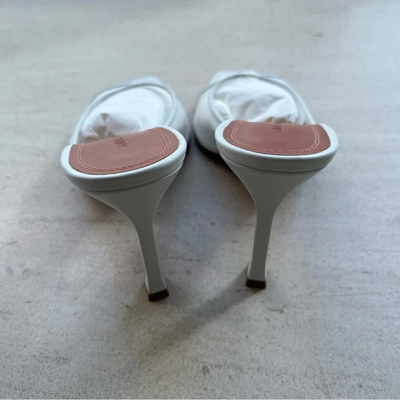 Amina Muaddi Alexa Mesh Slipper 95 White Wedding Mule Heels Shoes Bridal Slip On - Picture 8 of 11